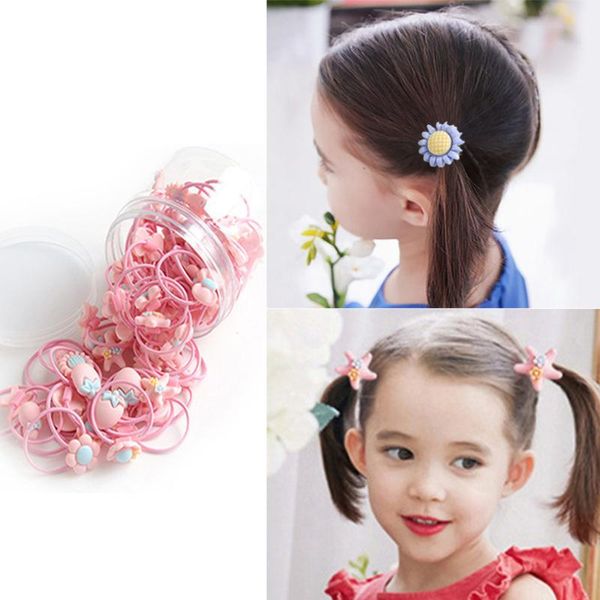 

hair accessories 40pcs/lot flower star princess headwear baby headdress children ropes girls kids elastic bands w0016, Slivery;white