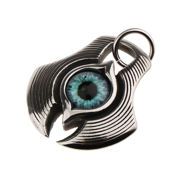

evil eye pendant protection charms stainless steel masculine charms amulet, Silver