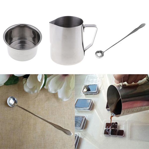 

3 pieces candle making pitcher 300ml double boiler pot wax mixing