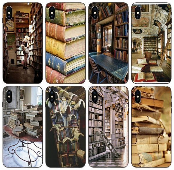 

tongtrade] painted vintage bookshelves book lover case for iphone 11 pro x xs max xr 8s 8 7s 7 plus galaxy j8 huawei p10 redmi note 5a case