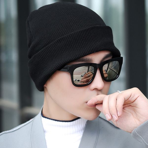 

yo-young winter warm knitted hat for men women wool beanies skullies hat bonnet femme balaclava scarf