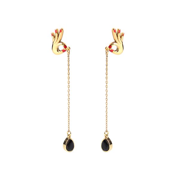 

99 carats female ok gesture earrings korean temperament personality eardrops for women ing, Silver