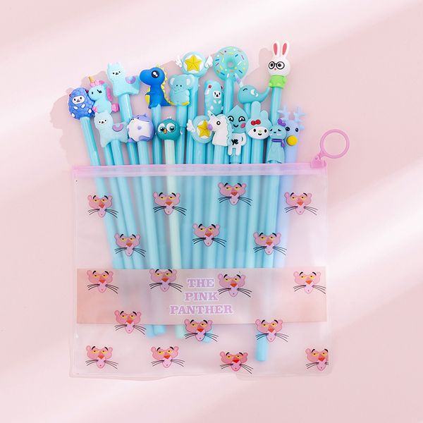 

20 pics pink panther and unicorn shaped black ink pen for office&school