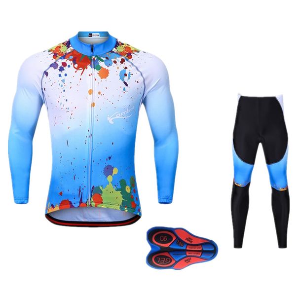 

winter long 9d pad cycling jersey sets mtb bicycle clothing racing bike wear 2020 thermal fleece ropa roupa de ciclismo invierno, Black;blue
