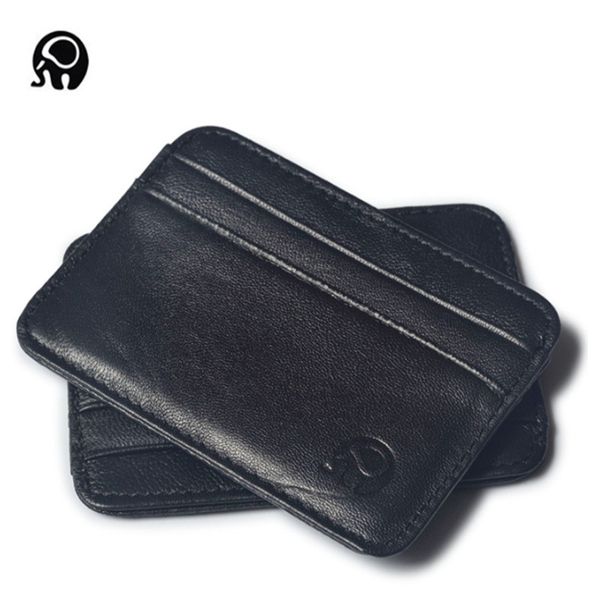 

2019 новая мода мужчины бумажник визитной карточки банка карточки кожаный пакет автобус держатель карты тонкий кожи обновления сумки, Black