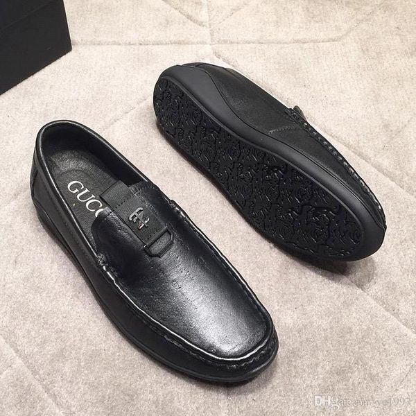 

new mens peas shoes, leather mens fashion casual shoes, mens nonslip driving shoes, original box packaging qw0, Black