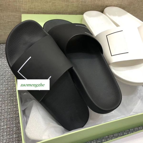 

fashion off leisure indoor beach slippers white printing couple slippers with box, Black