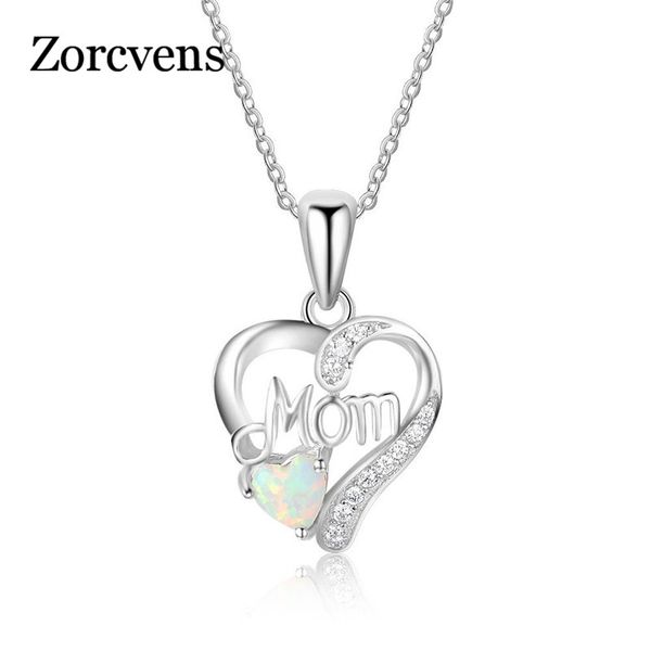 

zorcvens love mom gift great mama opal heart pendant necklace silver color jewelry mother day gift for mother mum letters