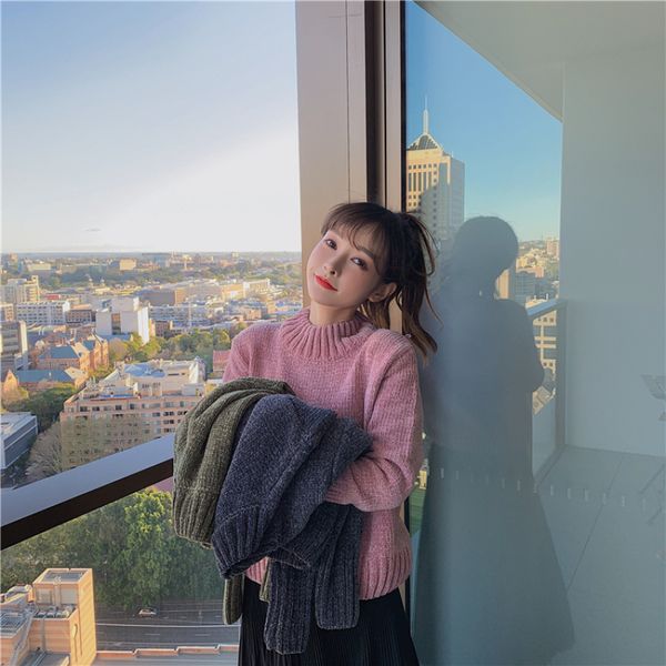 

wavsiyier women vintage knitted pullover sweater female 2020 autumn winter jumper woman solid knitted thick sweaters lady new, White;black