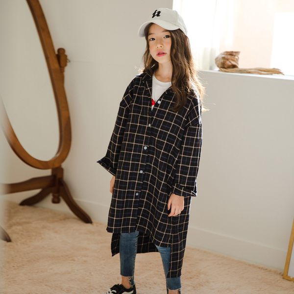 

new 2019 kids autumn shirt girls blouses children shirt ins children cotton girls baby plaid fashion casual,#5327, White;black