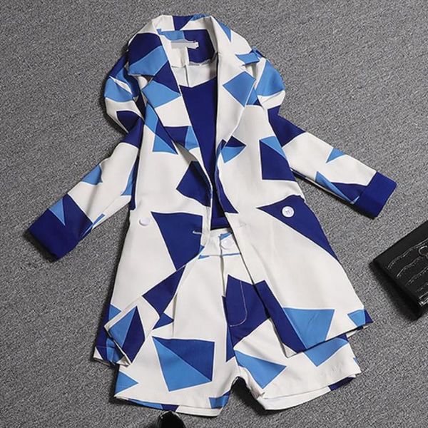 

2019 осень новый хит моды цвет тонкий пиджак женщин + высокая талия широкие ноги шорты две кусок наборы, White