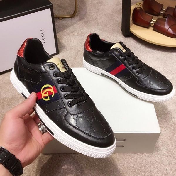 

d13 fashion trendy casual men's shoes, comfortable luxury men's shoes leather sneakers original box packaging zapatos, Black