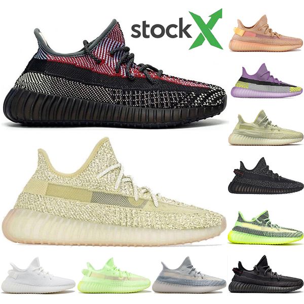 

new good quality kanye yecheil yeehu black static 3m reflective running shoes cloud true form bred women mens trainers sport sneakers 36-47