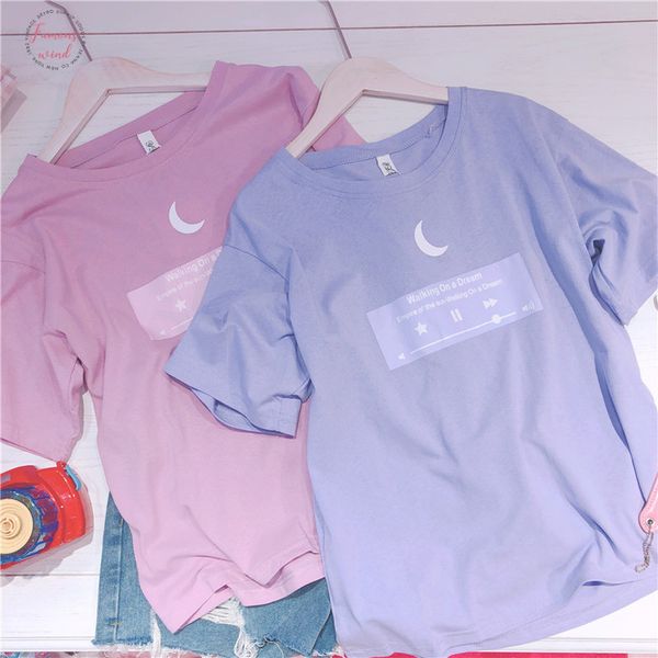 

japane sailor moon fashion cute sweet pink casual large size friends summer female new short sleeved harajuku cotton tshirt, White