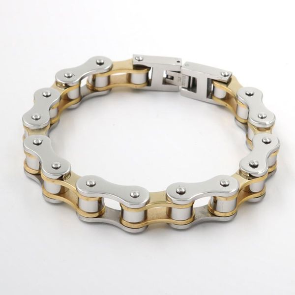 

punk men bracelet biker bicycle motorcycle chain men's bracelets & bangles yellow316l stainless steel jewelry fashion gifts, Black