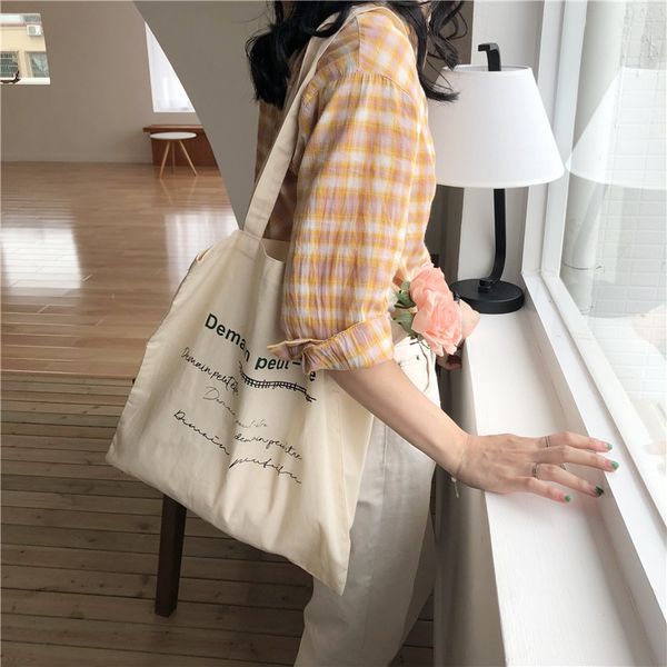 

raged sheep women reusable canvas shopping bags canvas fashion simple foldable grocery sac opvouwbare tas folding shopping tote