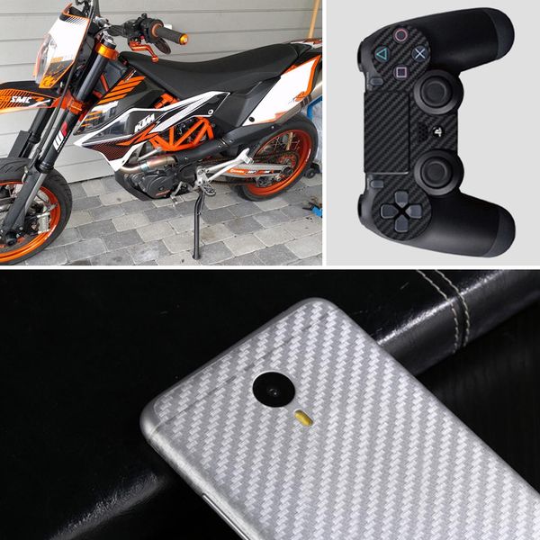 

30x127cm 3d carbon fiber vinyl film wrap car sticker sheet diy waterproof decal - black