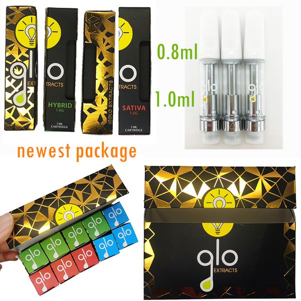 

Glo картриджи GLO экстракт тележки новейшие картриджи пакет 0.8 мл 1.0 мл керамическая катушка распылитель 510 резьба пустой масляный картридж