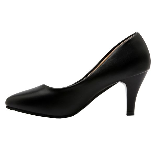 

2018 new pointed black high-heeled shallow mouth comfortable wild stiletto work shoes