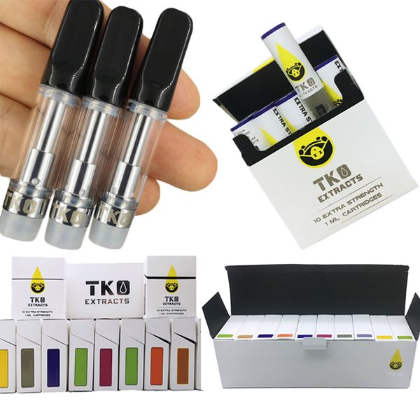 

Black TKO Cartridges Vape Cartridge Packaging 0.8ml Glass Tanks 510 Thread Ceramic Coil Vapes Atomizer TKO Carts Vaporizer ecig with Sticker