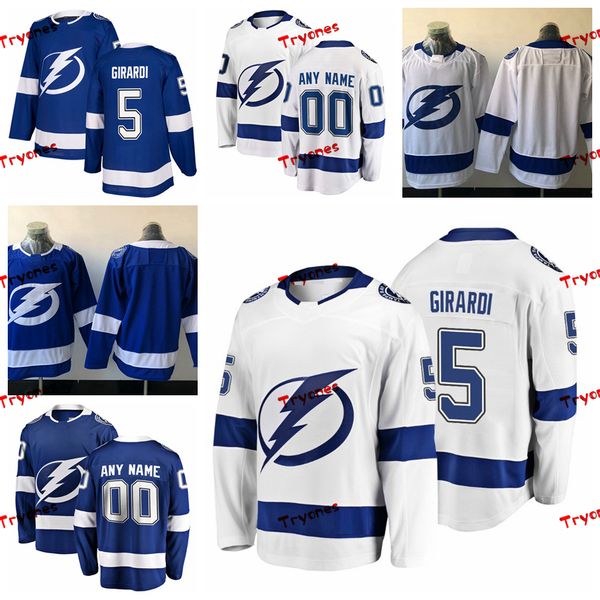 

2019 dan girardi tampa bay lightning stitched jerseys customize mens home blue shirts #5 dan girardi hockey jerseys s-xxxl, Black;red