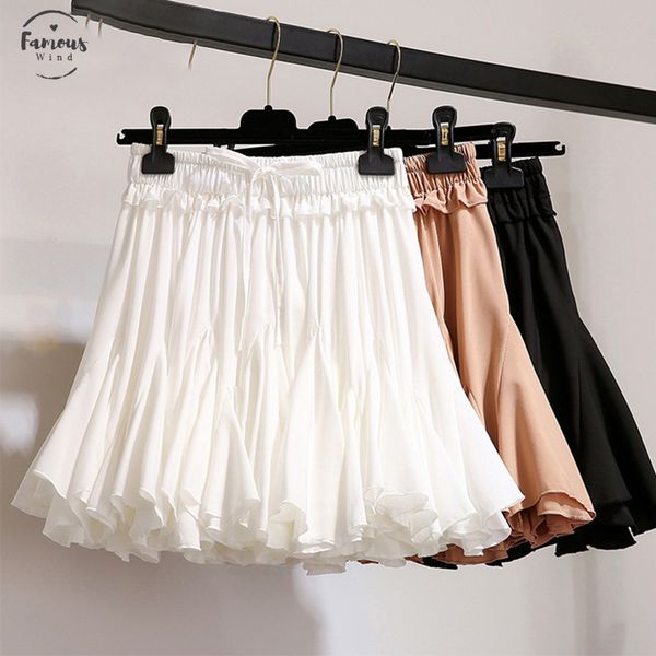 

white black chiffon summer shorts skirt women 2019 fashion korean high waist tutu pleated mini sun school skirt female