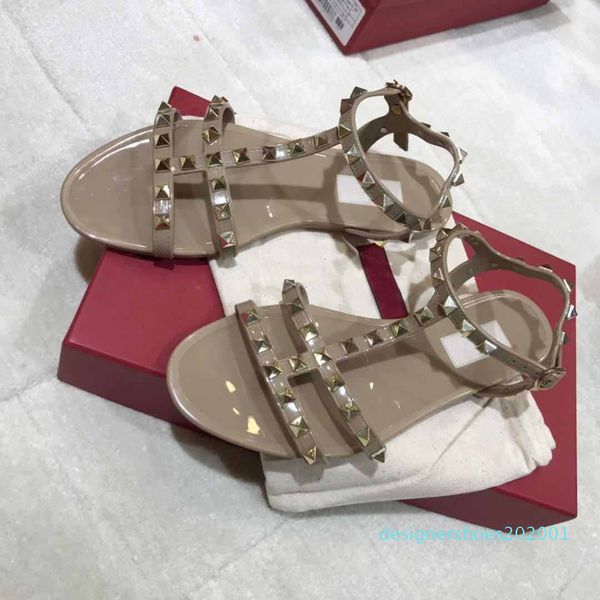 

мода роскошь женщина дизайнер сандалии заклепки big bowknot summer beach sandalias femininas sandale плоский jelly сандалии размер 35-40 d1, Black