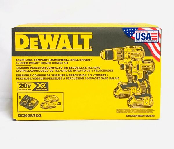 

New dewalt dck287d2 20 volt li ion xr bru hle compact hammerdrill impact combo kit