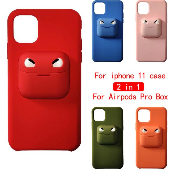 

2 in 1 protective phone case for iphone 11 pro max for airpods pro storage box soft silicone back cover ing
