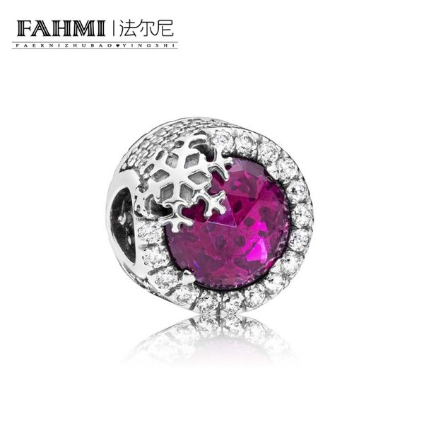 

fahmi 100% 925 sterling silver 797555ncc dazzling snowflake charm, clear cz & cerise crystal beaded original jewelry women's wedding ho, Black