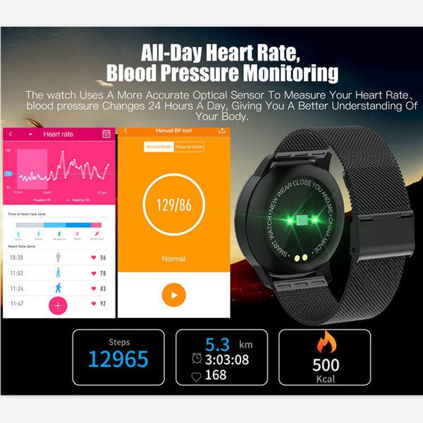 

smartwatch smart watch monitor ios oled heart screen fashion tracker color watch rate men women for q8 android fitness cfmqu, Slivery;brown