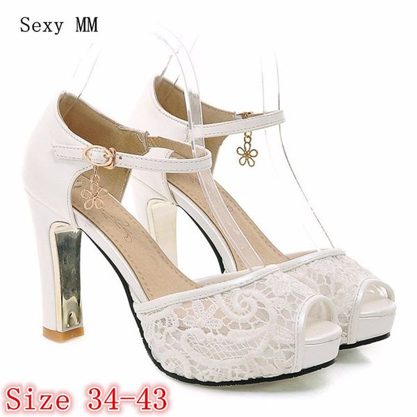 

air mesh platform pumps summer women peep toe high heels sandals woman high heel party wedding shoes plus size 34-40.41.42.43, Black