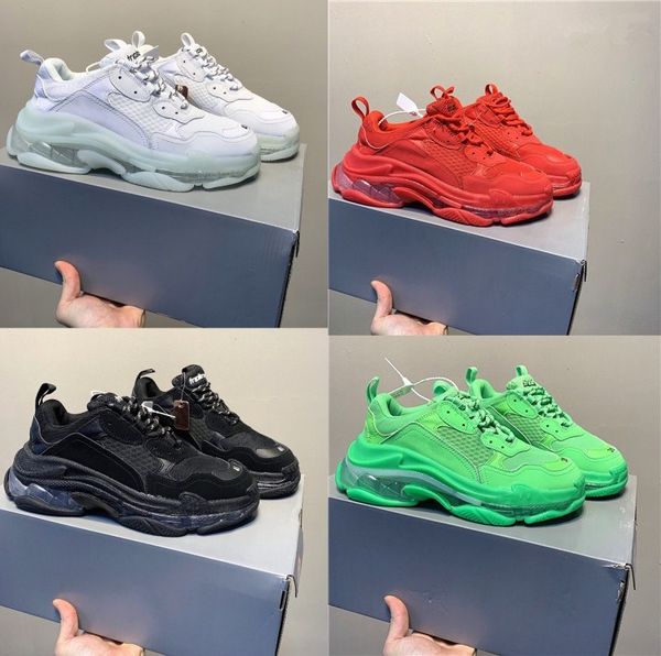 

2020 crystal bottom 17w triple s luxury designer womens mens casual vintage dad platform shoes trainers sneakers 36-45, Black