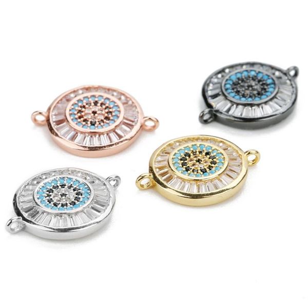 

necklace pendant diy jewelry findings gold color ethnic bohemia wheel 15*20mm double hole copper charms connectors for bracelets, Black