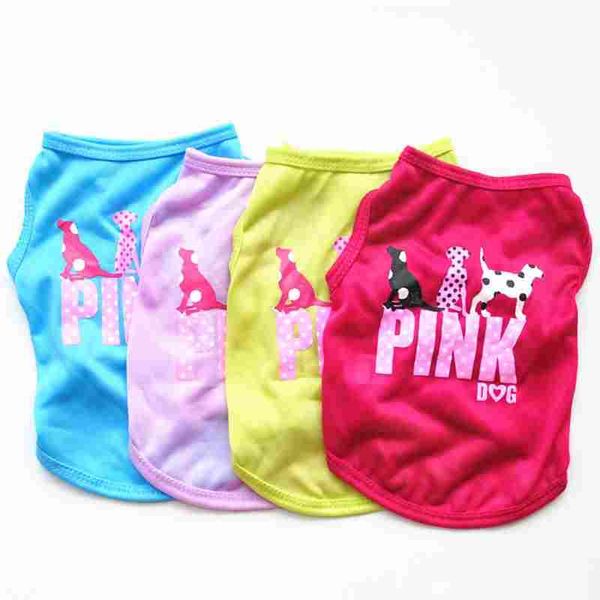 

pink letter dog vest clothes summer pet puppy breathable cool polyester waistcoats dogs t shirt new fashion