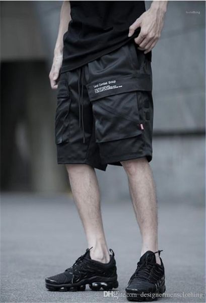 

loose knee length cargo pants sports teenager fashion shorts with pockets male trousers summer mens shorts, White;black