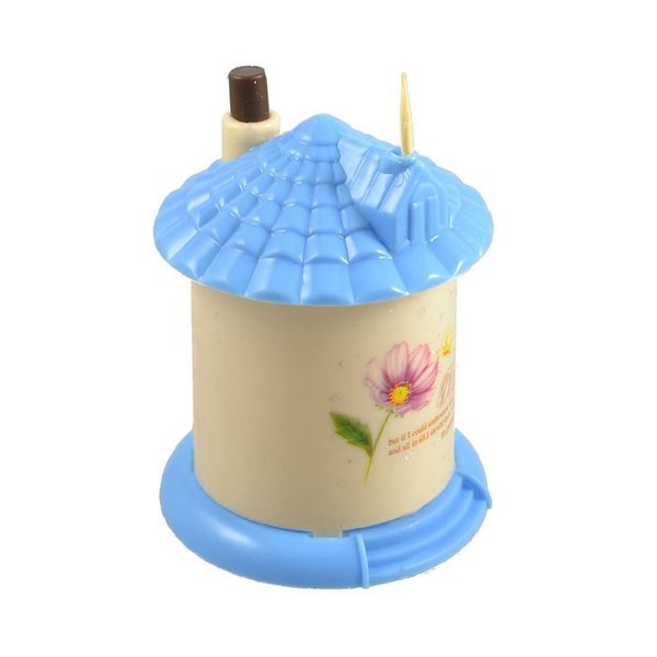 

afbc purple floral print bright blue house shaped automatic toothpick holder