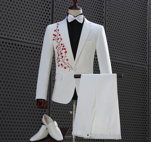 

chorus blazer men formal dress latest coat pant designs marriage suit men white costume singer stage wedding suits for men's, White;black