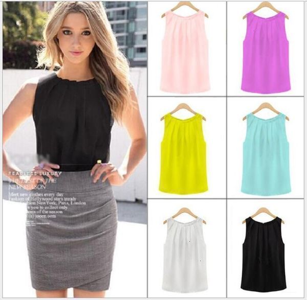 

women women blouses new clothes tank tropical chiffon plus size female blouses casual base s xxl 6 color, White