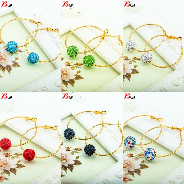 

qianbei fashion round crystal multicolor ball earrings earrings for woman party wedding jewelry gifts, Silver