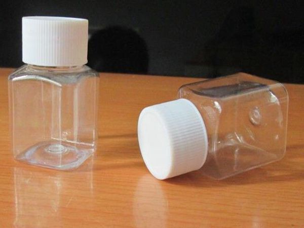 

30ml transparent pet small square bottle screw cap plastic sample bottle pill bottles clear capsule bottle