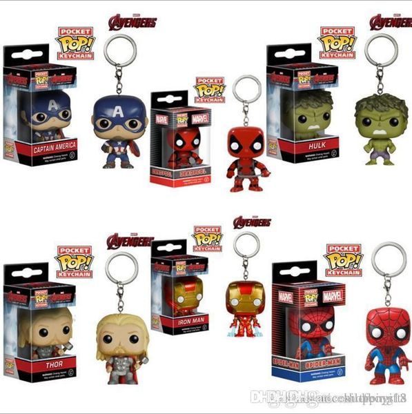 

lxh funko pocket pop marvel - avengers 2 - captain america key ring hanger 10pcs/lot