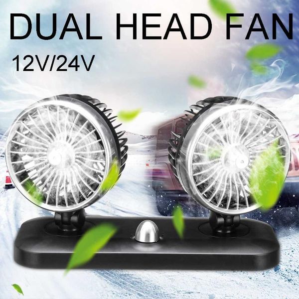 

12v 24v dual head car fan portable vehicle truck auto cooling cooler energy saving car cooler mini electric fan