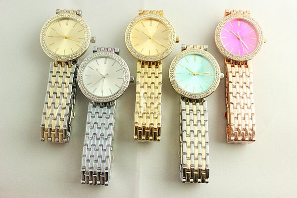 

38 мм ультра тонкий Дамы Простой дизайн полный бриллиант смотреть женские роскошн