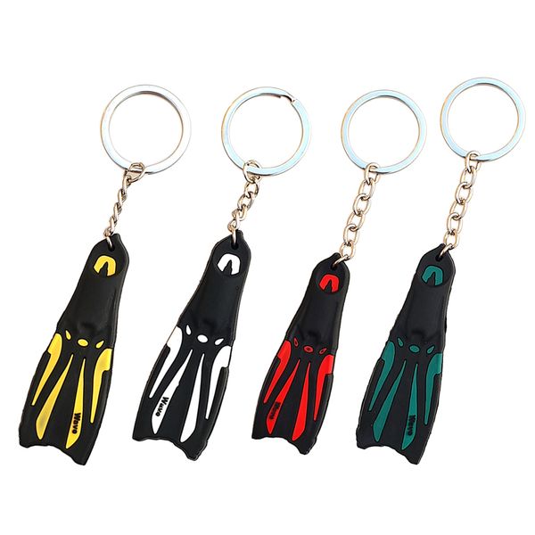 

13cm scuba diving fin shaped key chain floating key ring for boat kayak surfing sailing car keys various colors men women