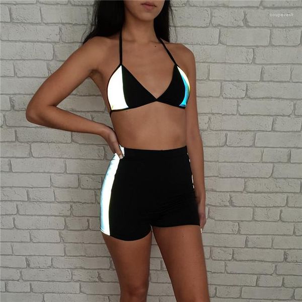 

bathing clothes women beach swimwear female fashion clothing women designer 2pcs swimsuit summer reflective bikinis lady, White;black