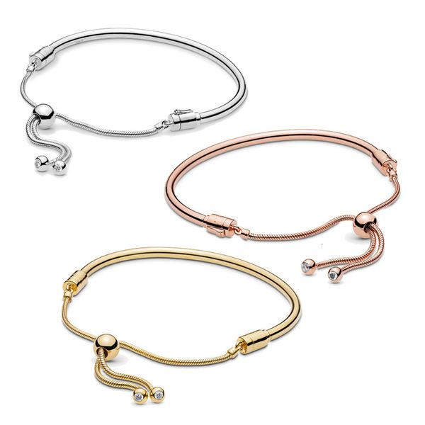 

mandy fashion woman 925 silver flash charms bracelet sliding pink original double yellow jewelry birthday gift, Black