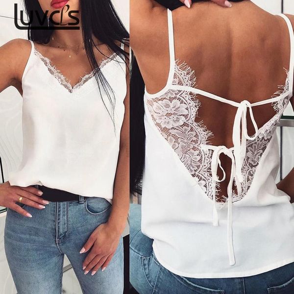 

vest fashion camisole black womens tee lace t shirts vest summer new sleeveless backless t-shirt tank, White