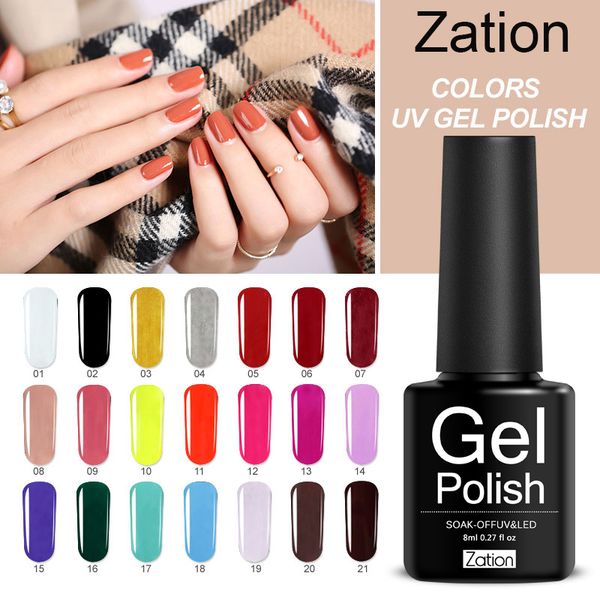 

zation semi-permanent 29 colors uv gel nail polish diy nail art lacquer pure color glue soak off red pink hybrid varnish