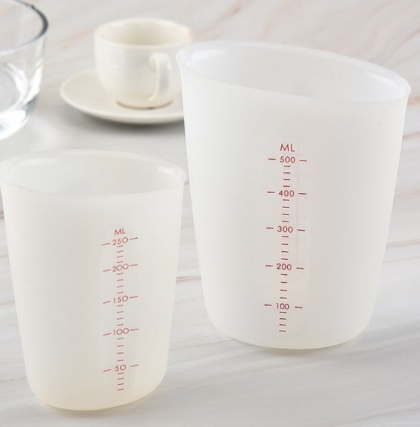 

the latest 250ml and 500ml silicone measuring cups, see through the double scale measuring cups, ing